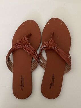 American Eagle Outfitters Brown Braided Toe-Post Sandals